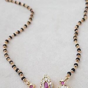 AD Balaji Pendant Mangalsutra | Black Beads Necklace | Traditional Mangalasutra image 2