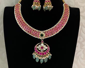Jadau Kundan Necklace With Jumkis | Indian Necklace