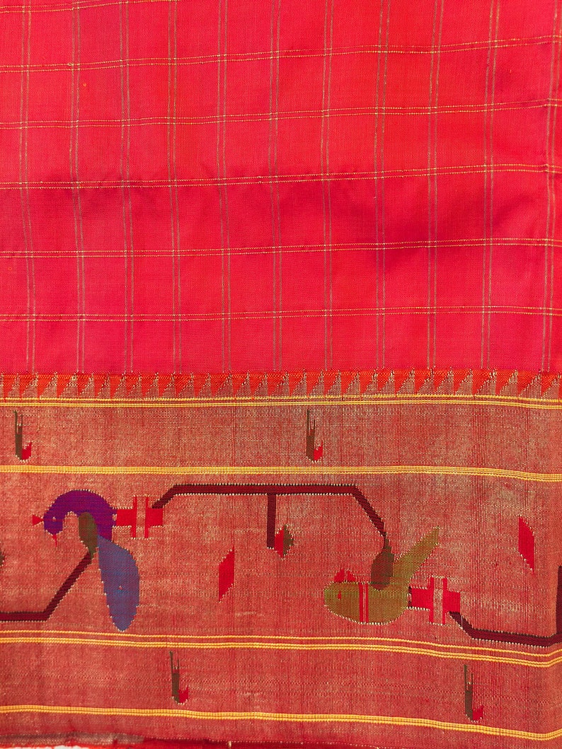 Hot Pink Pure Paithani Handloom Saree Sarees in USA Handloom Saree Etsy