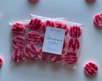 Strawberry Waffles All Natural Soy Wax Melts | Strawberry Scented Premium Valentine's Day Food Shaped Wax Melts