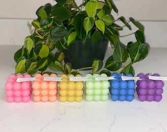 Colourful Bubble Cube Candle | All Natural Soy Wax Candle