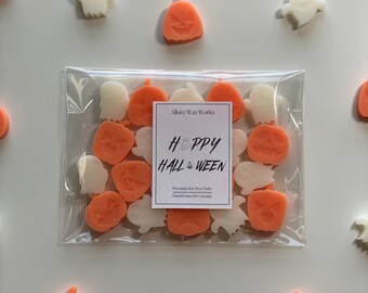 Happy Halloween Vanilla Pumpkin Marshmallow All Natural Soy Wax Melts | Halloween Ghost & Jack-o'-lantern Shaped Premium Wax Melts