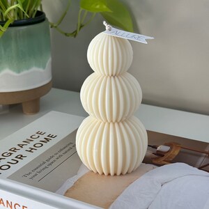 Round Geometric Pillar Candle | Handcrafted Natural Soy Wax | Hand-Poured Decorative Home Decor Accent