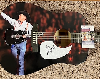 George Strait Hand Signed Custom Acoustic Guitar Country Signed Autographed King George JSA COA