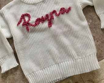 Baby Name Custom Embroidered Knit Sweater