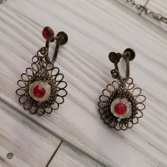 Vintage Handmade Art Deco Inspired Wire Jewelry S… - image 3