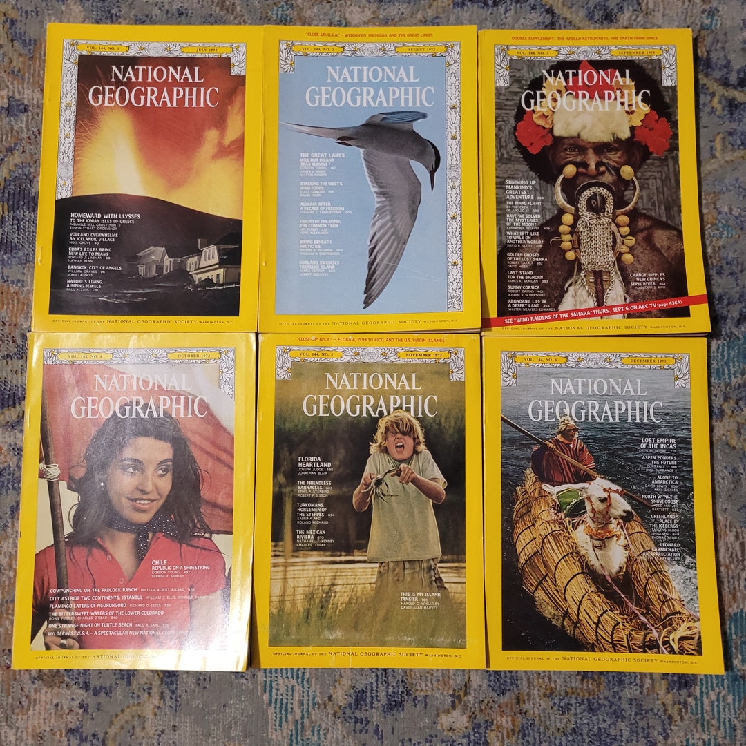 1973 National Geographic Magazine Collection, Lot of 6, July Through ...