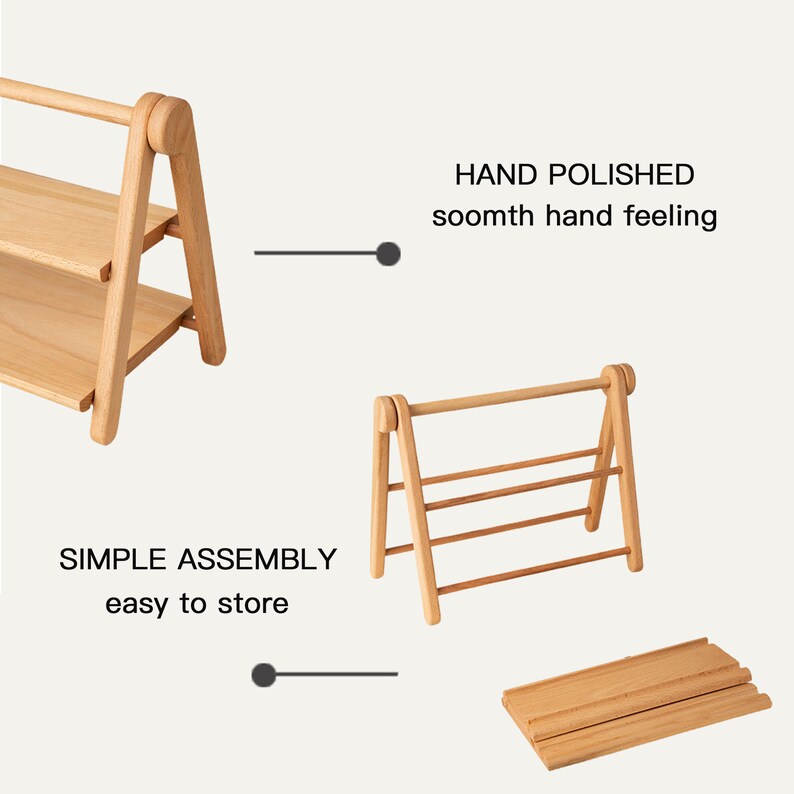 Wood Countertop Shelf Organizer 2tier Table Rack Assemble Etsy