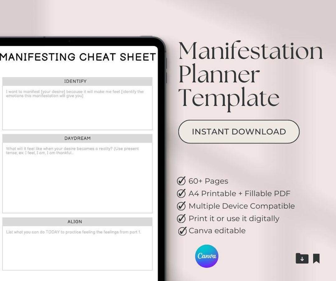 Manifestation Planner Printable | Affirmation Visualization Tracker ...