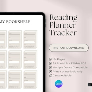 Registro di lettura stampabile, Tracker di lettura, Libri da leggere, Libri che ho letto, Registro dei libri, PDF A4 compilabile, PDF scaricabile immediatamente e modificabile da Canva