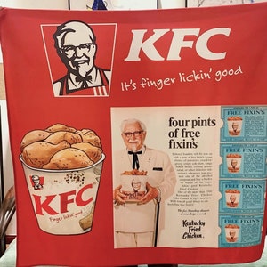 NEW SHOP SALE! kfc Vintage Style Cartoon Tapestry, 40x40'' Fabric Poster, American Fast Food Restaurant Chain Banner Wall Art Gift Decor