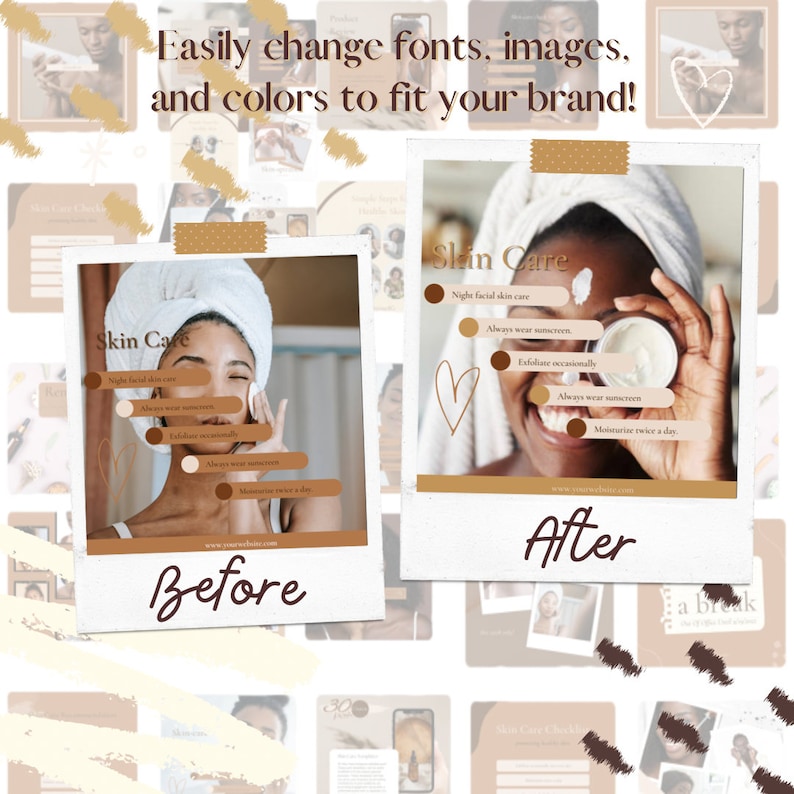 30 Instagram Service & Product Based Beauty Templates/ Social Media Marketing /Satin and Brown inspired Instagram posts and story Templates