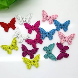 5 colores mixtos en forma de mariposa botones decorativos de madera para niñas tejiendo coser ganchillo