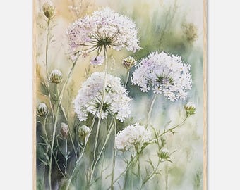 Queen Anne's Lace Watercolor Print: Botanical Wildflower Art