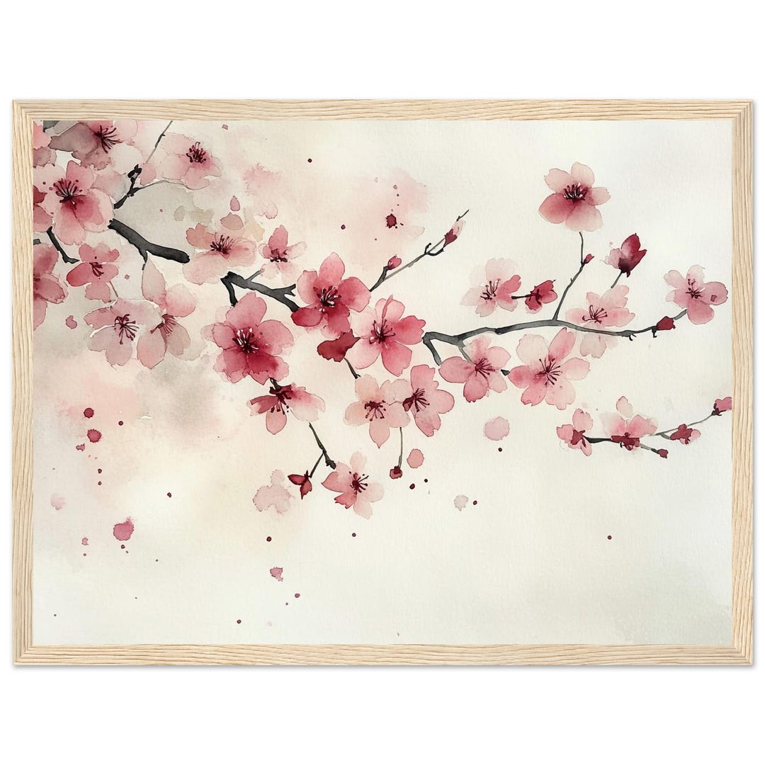 Sakura Cherry Blossom Watercolor Print: Japanese Floral Canvas Wall Art ...
