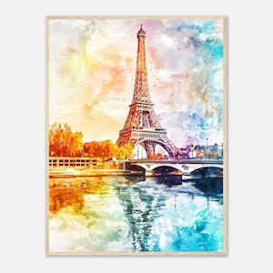 Eiffel Tower Paris Watercolor Painting Wall Art Print Paris Cityscape Art France Travel Poster Europe Wall Art Print Romantic Home Décor