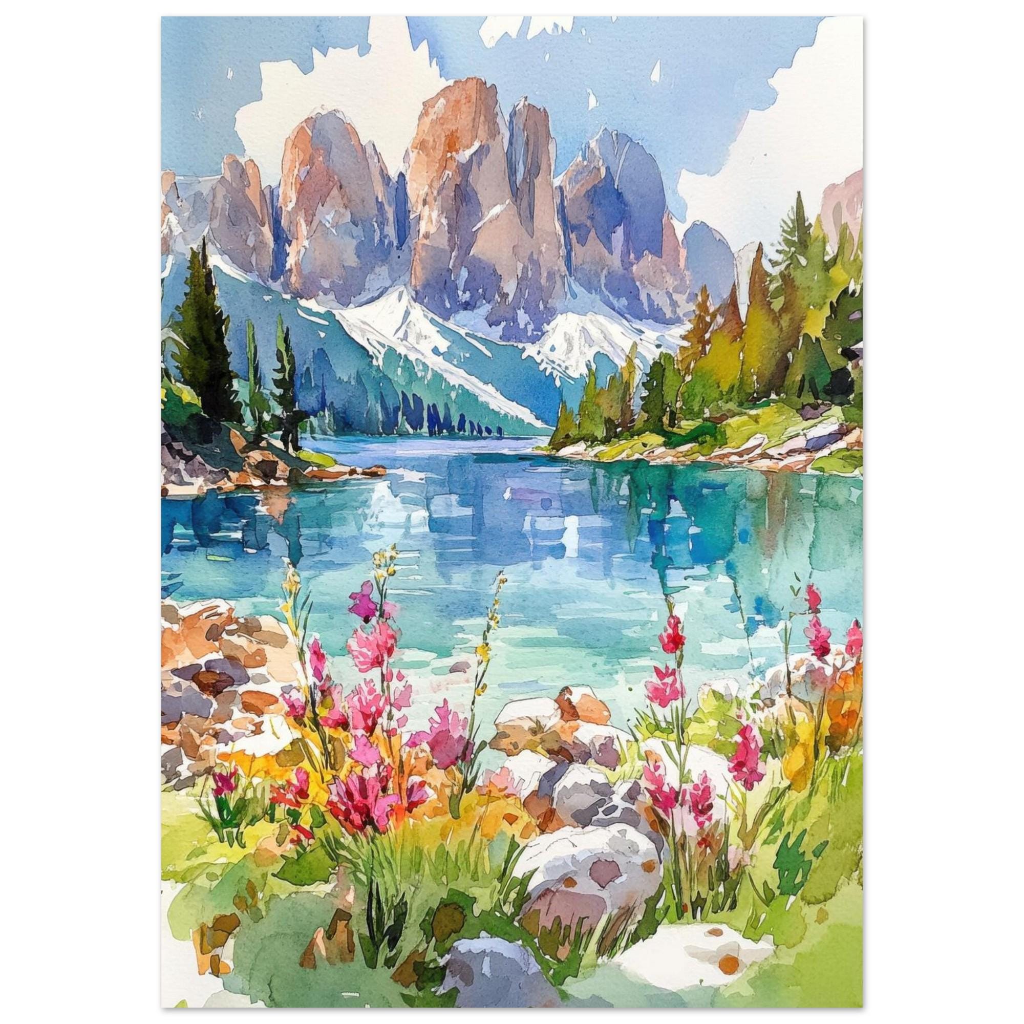 ご確認用 ドロミテ イタリア 水彩画：トレ・チーメ・ディ・ラヴァレード、南