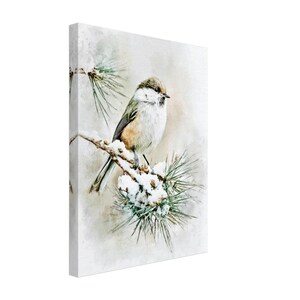 Chickadee Watercolor Print: Snowy Pine Branch Winter Wall Art image 9