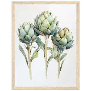 Green Artichokes Watercolor Painting Print Vegetable Kitchen Wall Art Print Artichokes Poster Minimalist Green Art Print by NataliaAyuArt