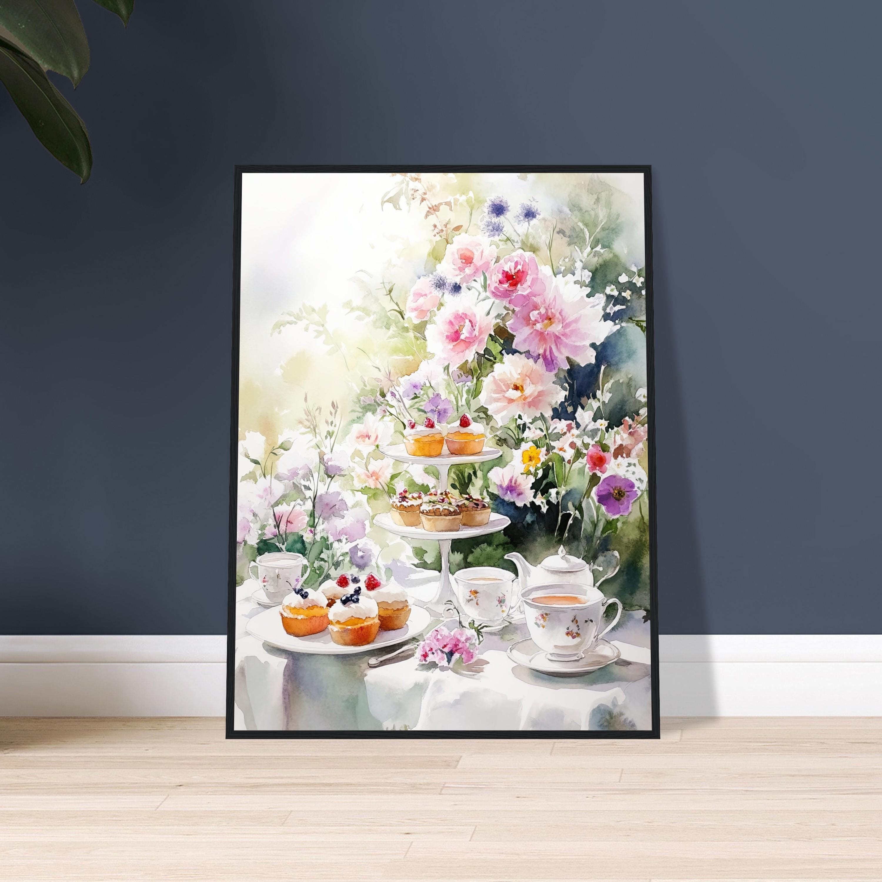 Afternoon Tea Watercolor Print: Elegant Tea Set, Cupcakes & Flowers - Etsy