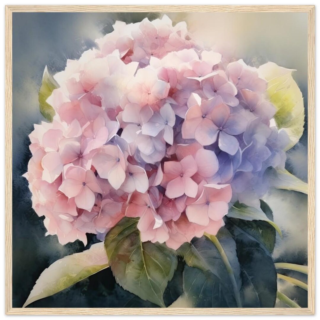 Hydrangea Flowers Watercolor Painting Soft Pastel Floral Wall Art Print ...