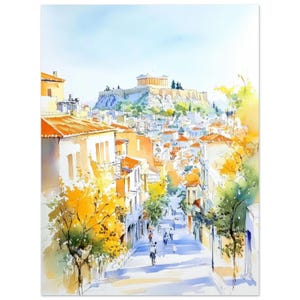 Stampa artistica di Atene, Grecia, acquerello, Acropoli, stampa murale, paesaggio urbano greco storico, opera d'arte, paesaggio greco urbano di NataliaAyuArt