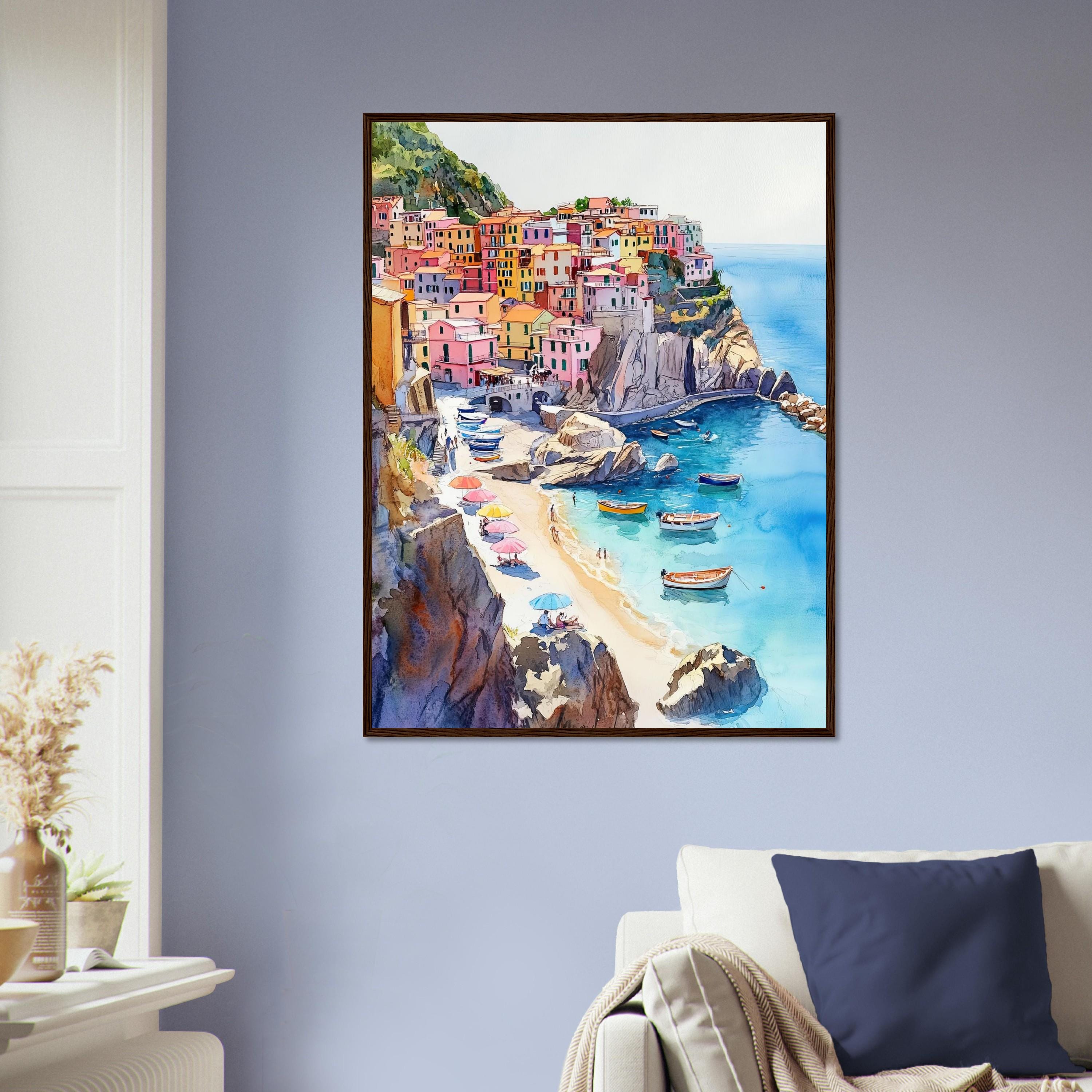 Cinque Terre Italy Watercolor Print: Coastal Italian Village Wall Art ...