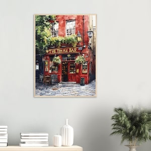 Temple Bar Art Print: Dublin Pub Watercolor Style Wall Art, Irish Street Scene Painting, Iconic Irish Pub Poster image 3