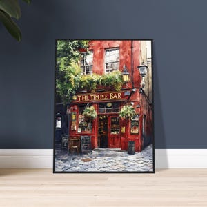 Temple Bar Art Print: Dublin Pub Watercolor Style Wall Art, Irish Street Scene Painting, Iconic Irish Pub Poster image 9