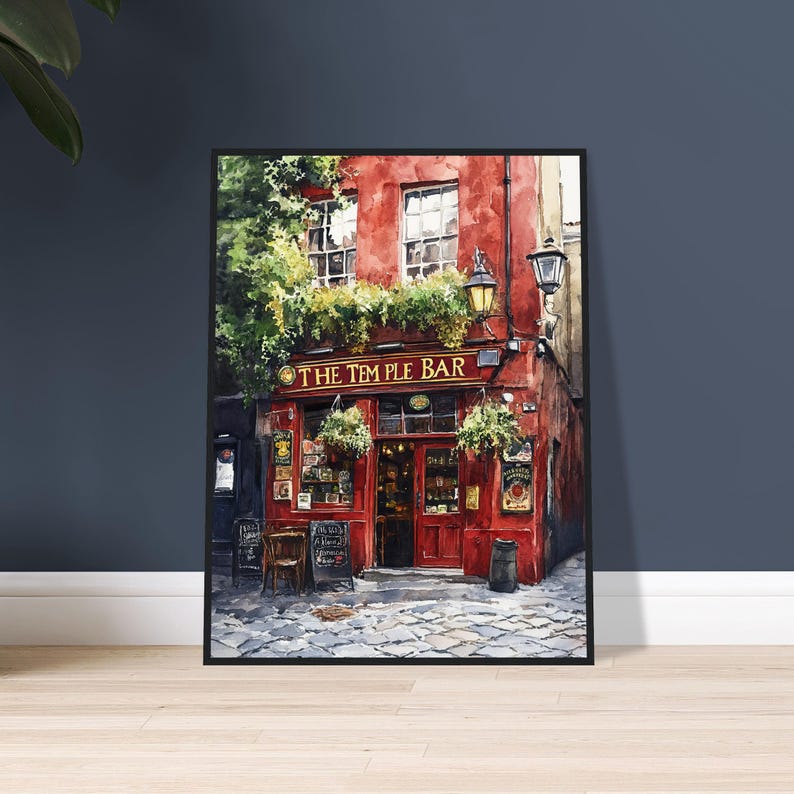 Temple Bar Art Print: Dublin Pub Watercolor Style Wall Art, Irish Street Scene Painting, Iconic Irish Pub Poster image 9