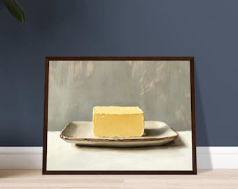 Butter Painting Print: Minimalist Kitchen Still Life Art, Rustic Farmhouse Decor