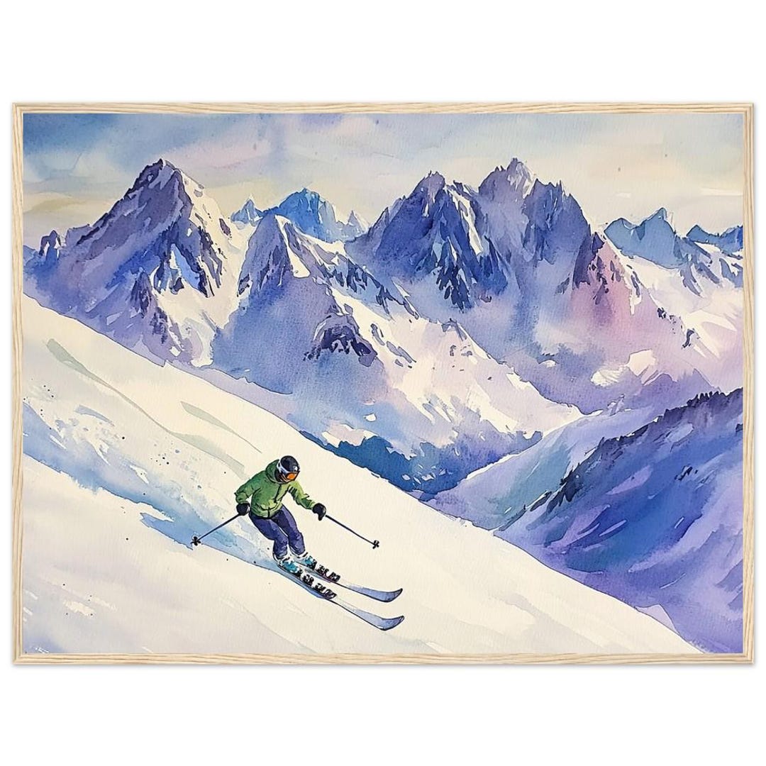 Winter Skiing Art Print: Colorado Snowy Mountain Landscape - Etsy
