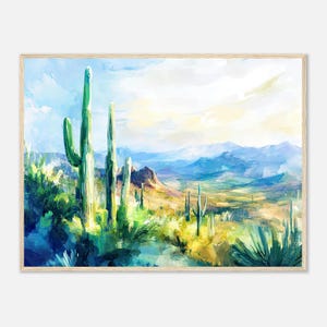 Saguaro Nationalpark Aquarell Druck Malerei USA Sonoran Wüste Wand Kunst Landschaft Kaktus Poster Arizona Natur by NataliaAyuArt