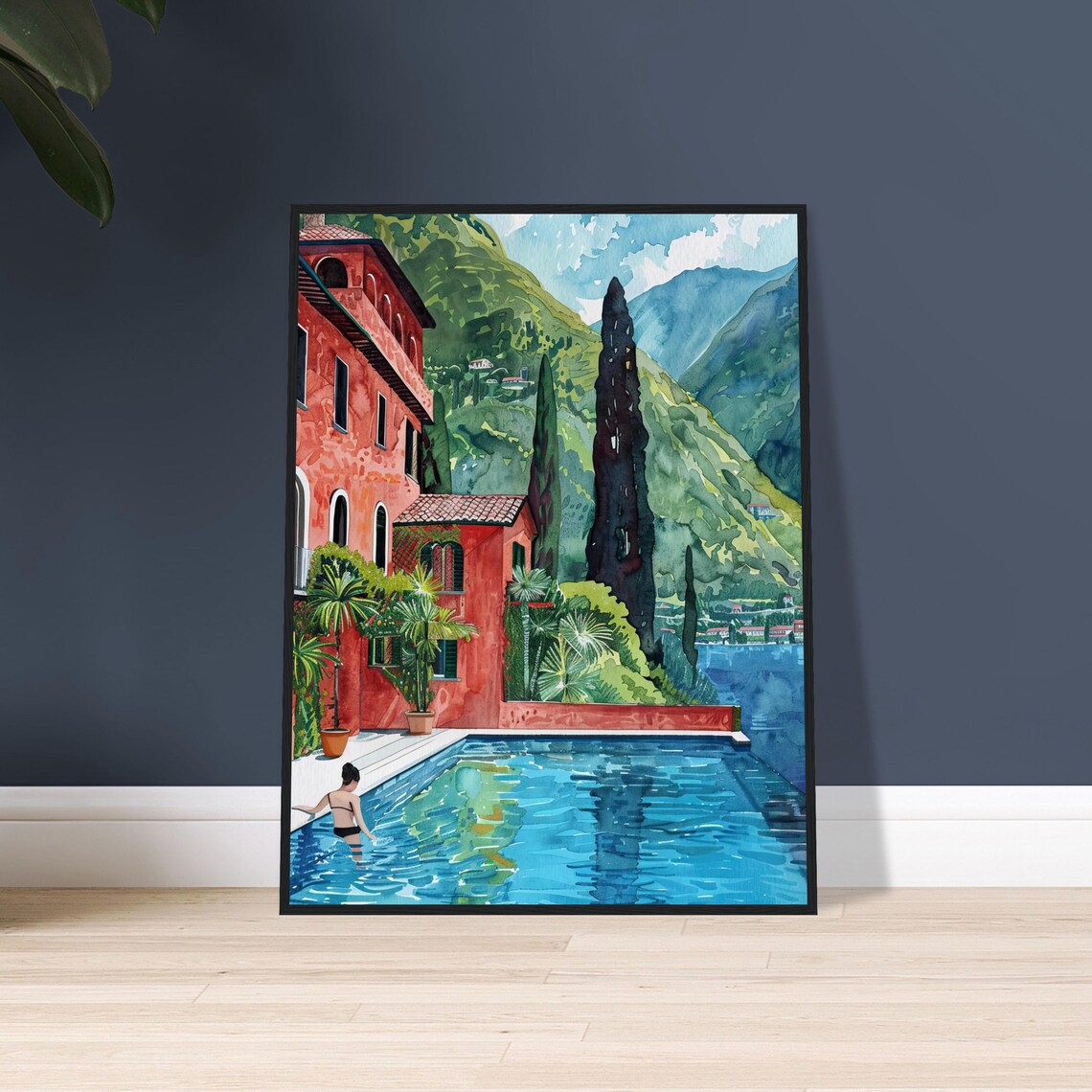Lake Como Watercolor Print: Italian Mediterranean Landscape Art - Etsy