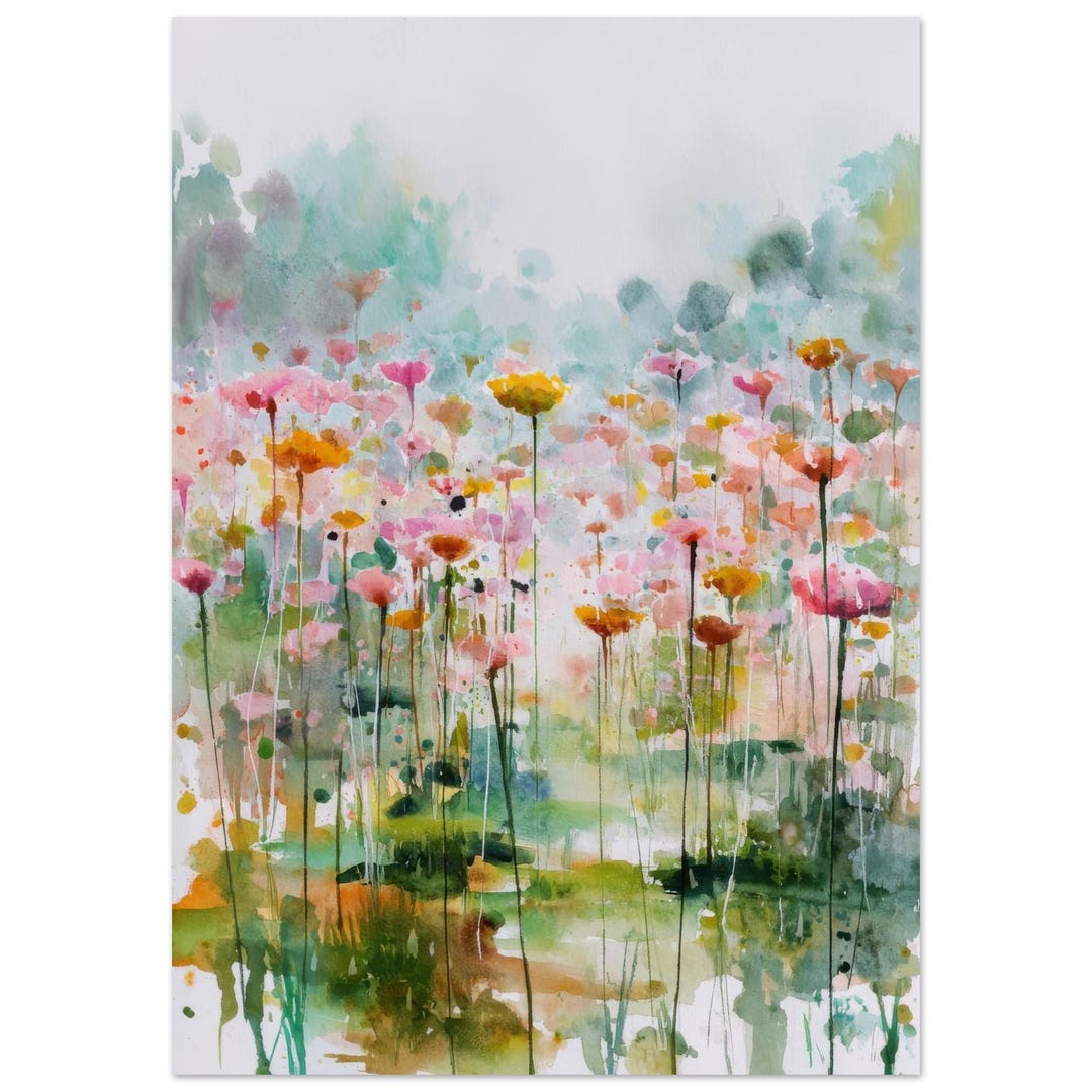 Abstract Floral Watercolor Print: Soft Meadow Flowers Wall Art – Modern ...