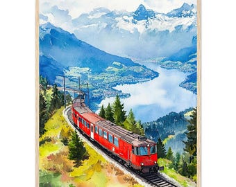 アンティークの山岳湖の油絵、スイスアルプスの風景、署名入り - Etsy 日本