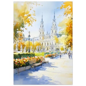 Vienna Garden Watercolor Painting PRINT Austria Park Architecture Wall Art Print Austrian Floral Cityscape Vienna Artwork by NataliaAyuArt