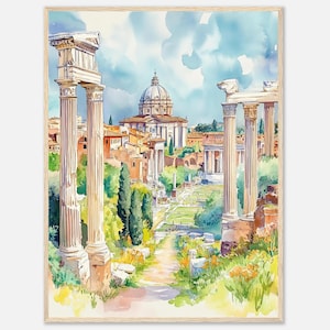 Roman Forum Watercolor Painting Print Rome Italy Wall Art Print Italy Historic Ruins Artwork Rome Forum Ancient City Poster by NataliaAyuArt
