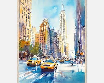 Times Square Druck in Aquarell: New York City New York Poster