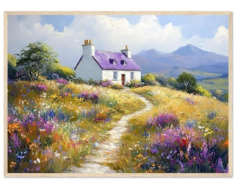 Irish Cottage Watercolor Print: Scenic Ireland Landscape Wall Art