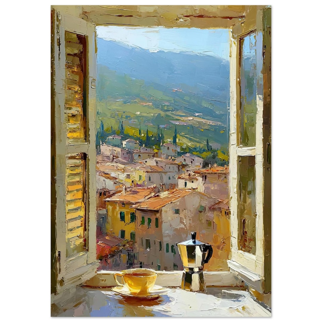Tuscan Window View Tuscany Window View Art Print, Mediterranean Village Wall Art, Coffee ...