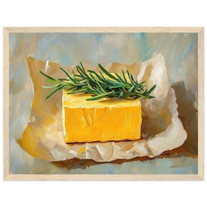 Pintura a óleo de manteiga irlandesa e alecrim, impressão de natureza morta, arte de parede, impressão em tela de arte de cozinha rústica por NataliaAyuArt
