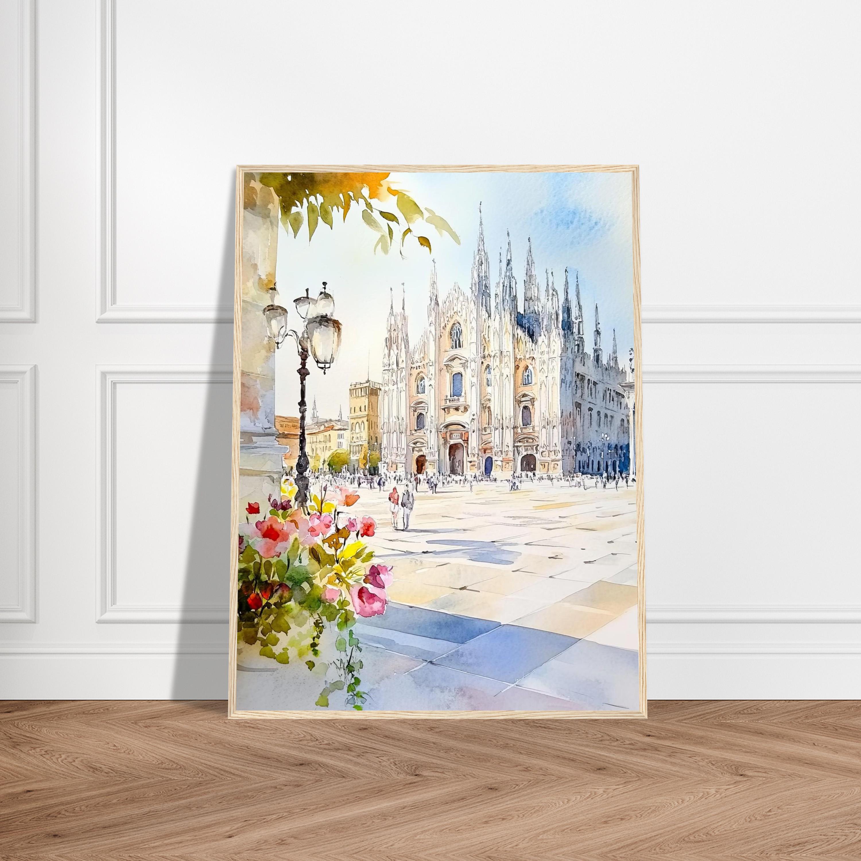 ミラノ大聖堂の水彩画：イタリアの大聖堂芸術、ゴシック建築 - Etsy 日本