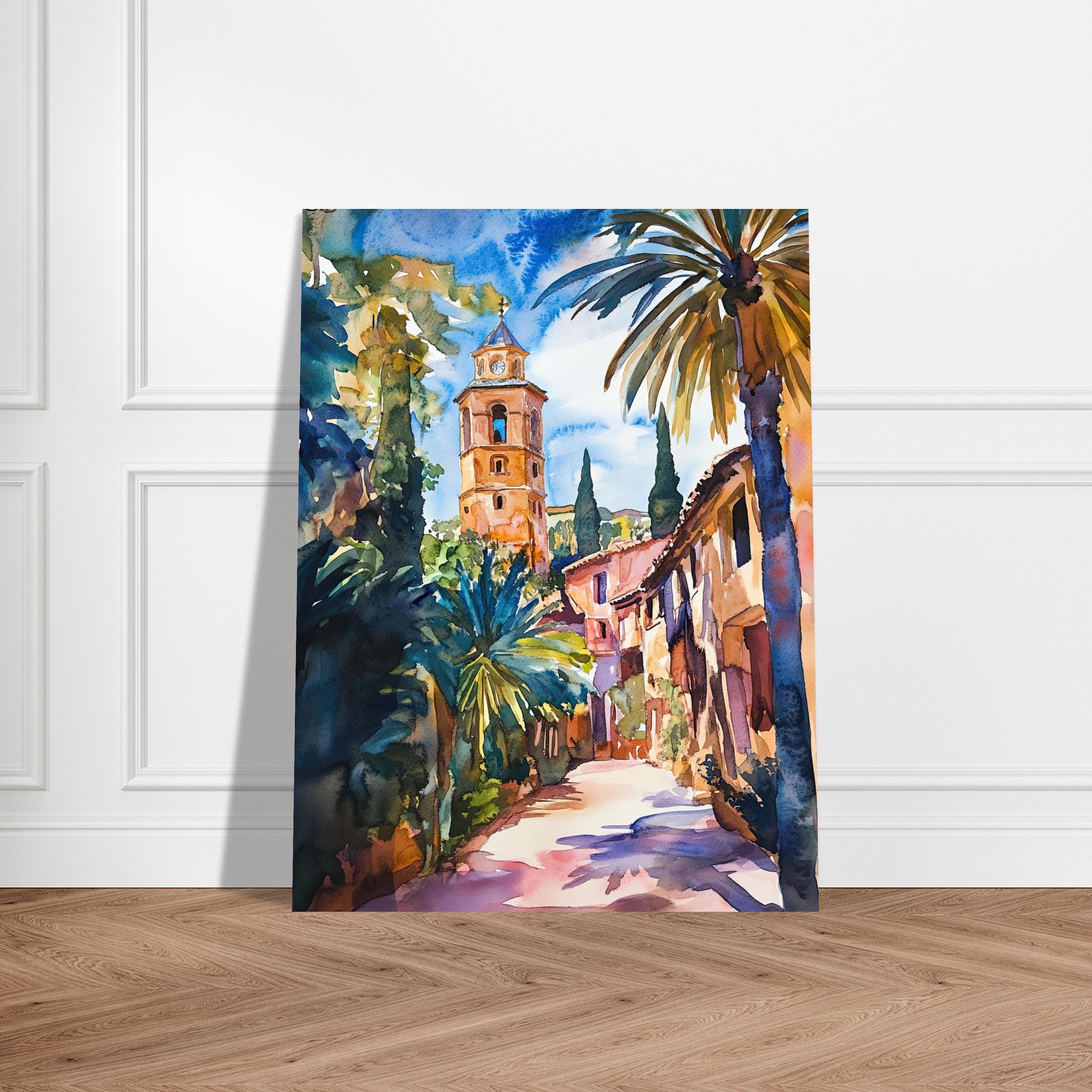 マラガ（スペイン）の水彩画：アンダルシアの街並み - Etsy 日本