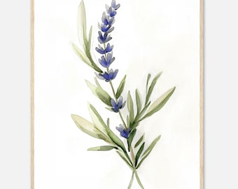 Lavender Watercolor Print: Botanical Herb Kitchen Wall Art