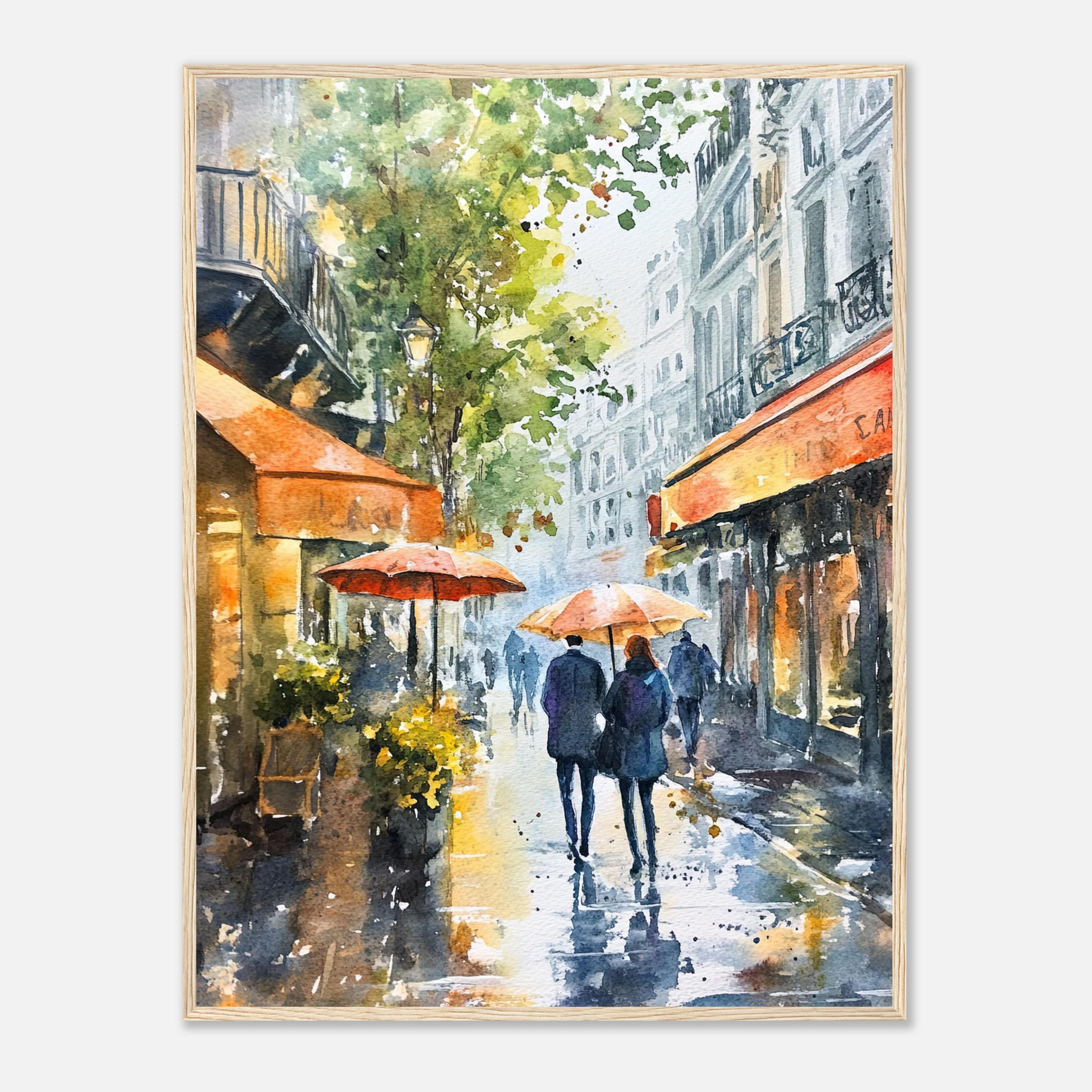 雨のパリの街並みの水彩画：フランス旅行のアートワーク - Etsy 日本