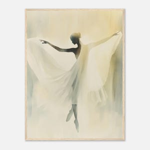 Ballett-Tänzer-Aquarell-Druck Elegante weibliche Silhouette-Wand-Kunst-Druck Ballerina-Wand-Kunst-minimalistischer Tanz-Dekor von NataliaAyuArt