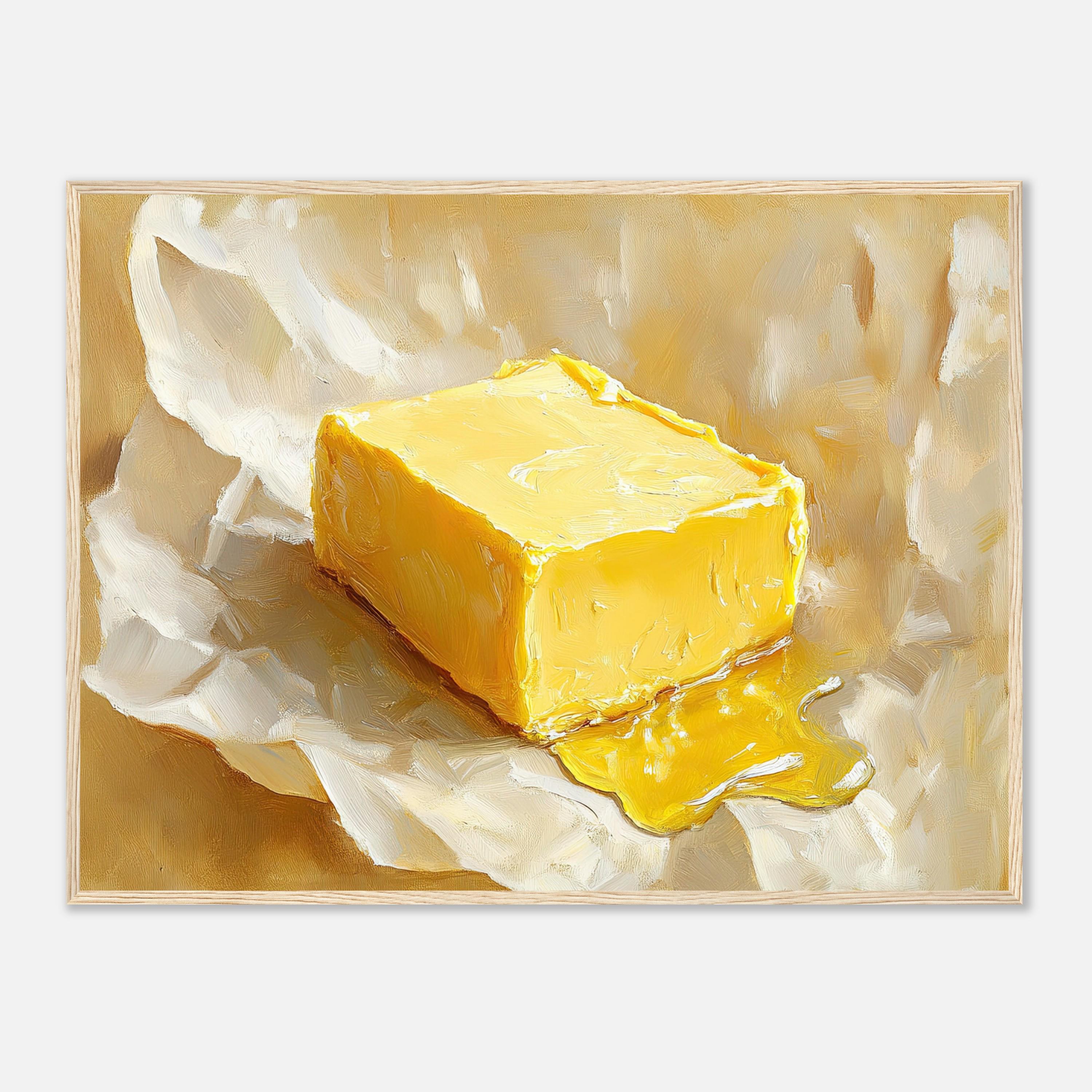 Irish Melted Butter Block Oil Painting Print Butter Still Life Wall Art Print Rustic Kitchen Art Canvas Print by NataliaAyuArt