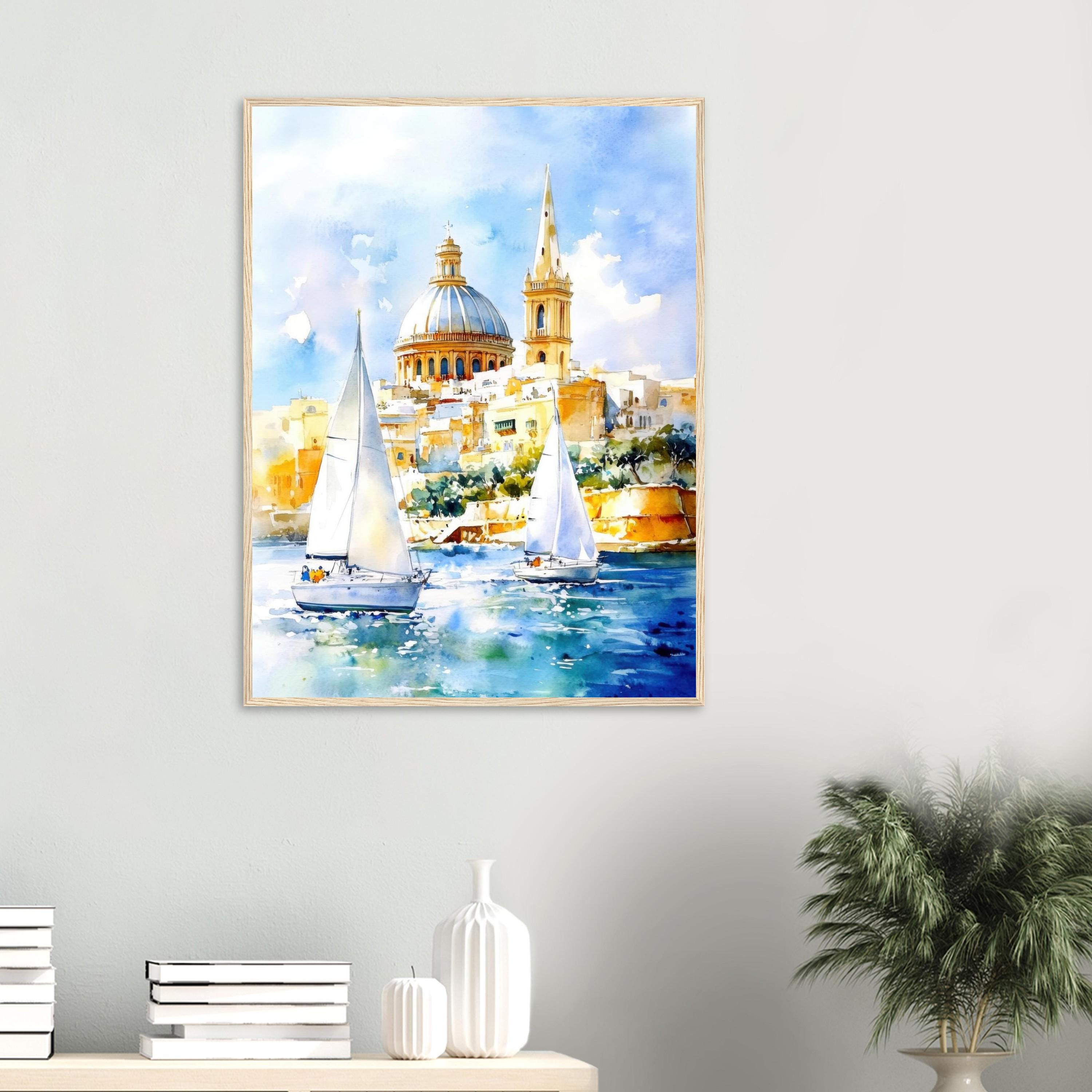 Valletta Malta Sailboats Watercolor Print: Coastal Mediterranean Art - Etsy