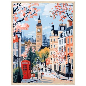 London in Spring Watercolor Painting Print Big Ben British Cityscape Wall Art Print UK Travel Poster London Artwork by NataliaAyuArt